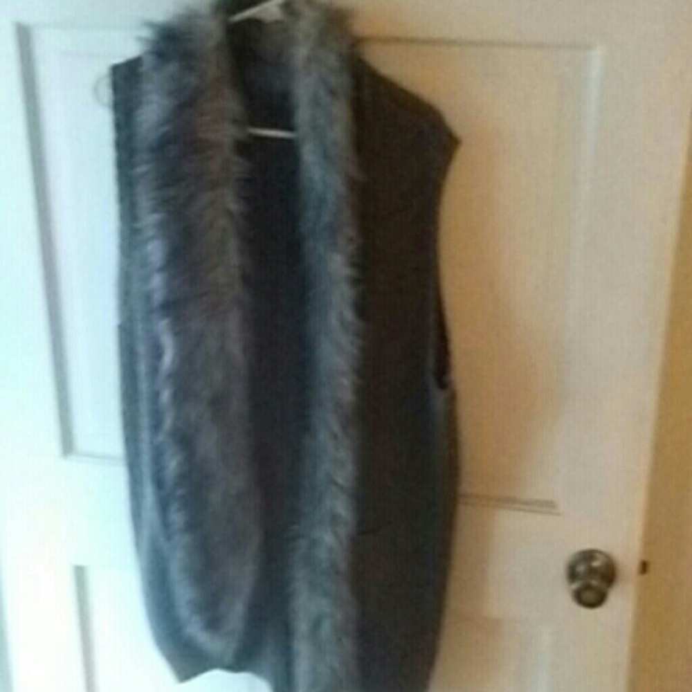 Grey Sweater with Fur